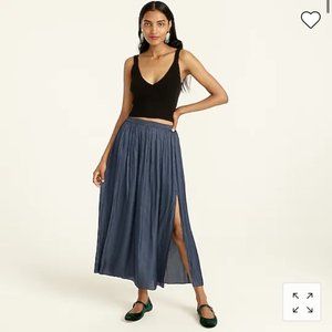 NWOT J. Crew Side-slit featherweight satin maxi skirt